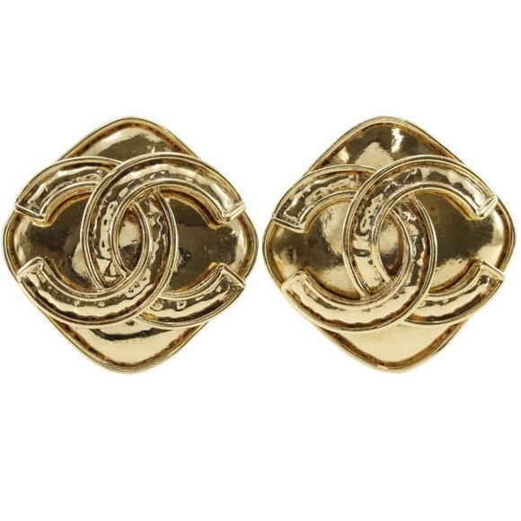CHANEL COCO Mark Earring vintage Plated Gold 24g Women - Picture 1 of 15